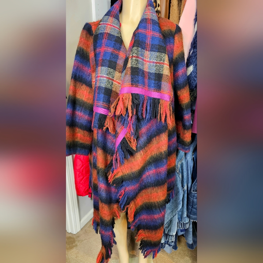Multicolor Plaid Wool Fringe Women's Jacket By 🔥"HEI HEI"🔥